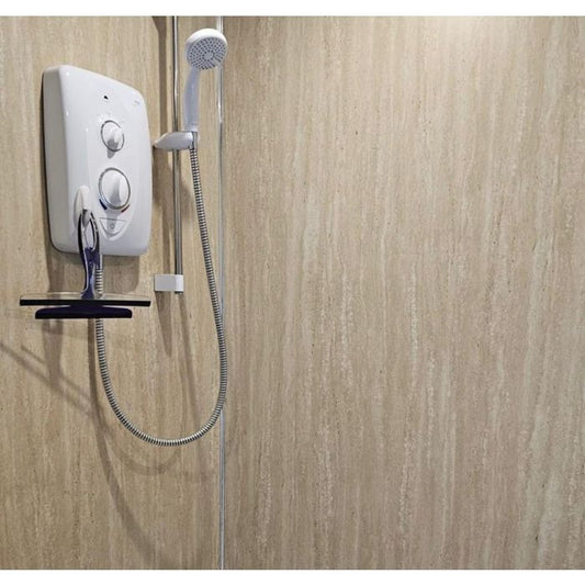 Storm Breccia Marble Matt 10mm Solid Core Bathroom Cladding Panel - 2.4m x 1m