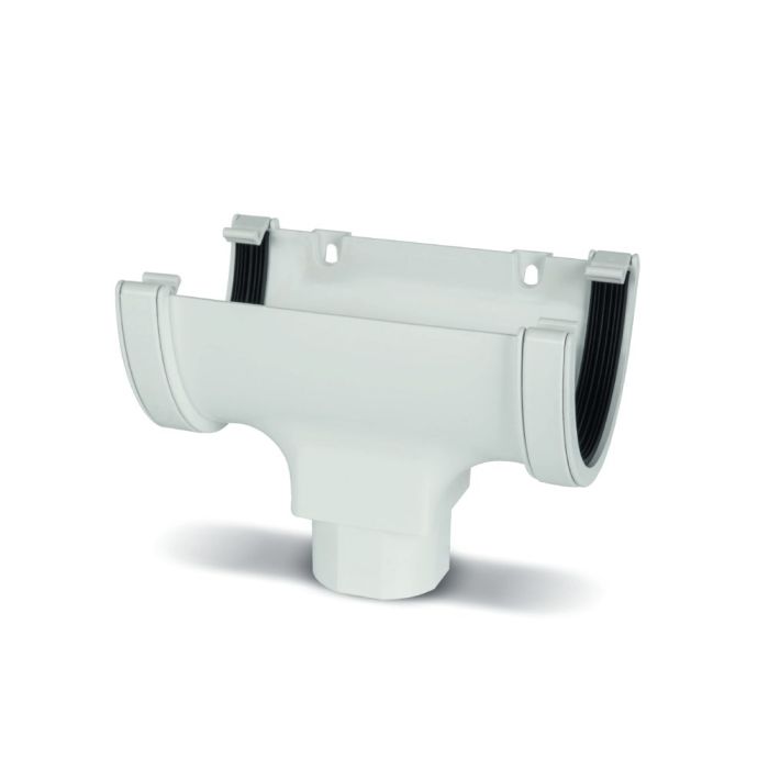 White Deepflow Guttering Running Outlet - 114mm