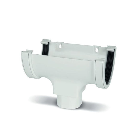 White Deepflow Guttering Running Outlet - 114mm