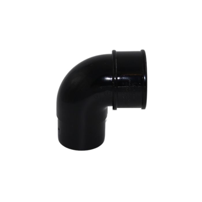 Black Round Guttering 92.5° Downpipe Offset Bend - 112mm