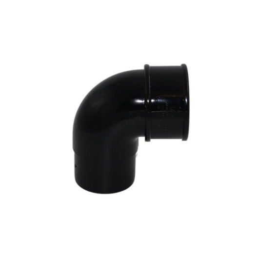 Black Round Guttering 92.5° Downpipe Offset Bend - 112mm