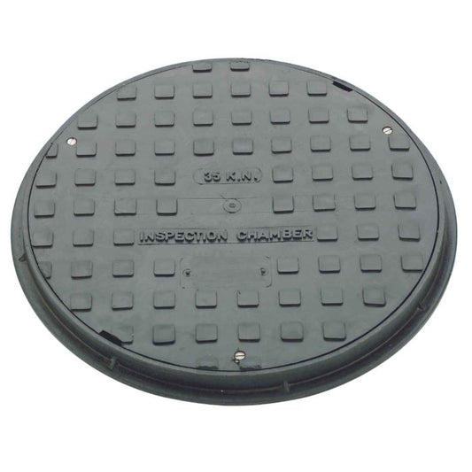 Black Channel Drain Round Plastic Cover And Frame - 470mm