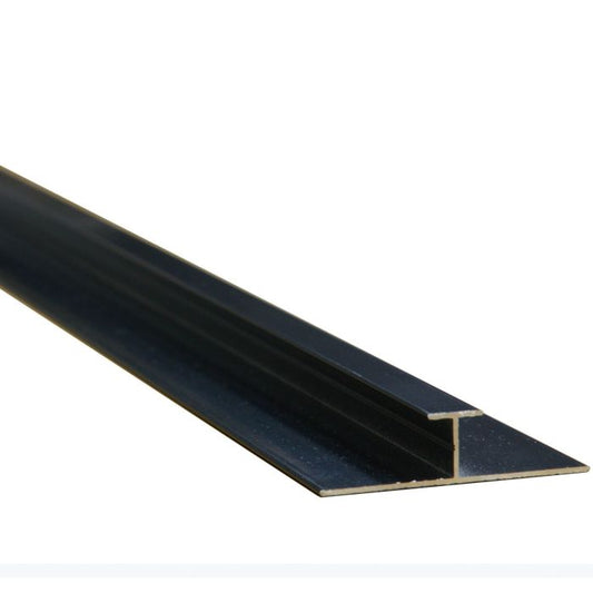 Black Powder Coated Aluminium H Section Trim for 11mm Panel - 2.42m Length