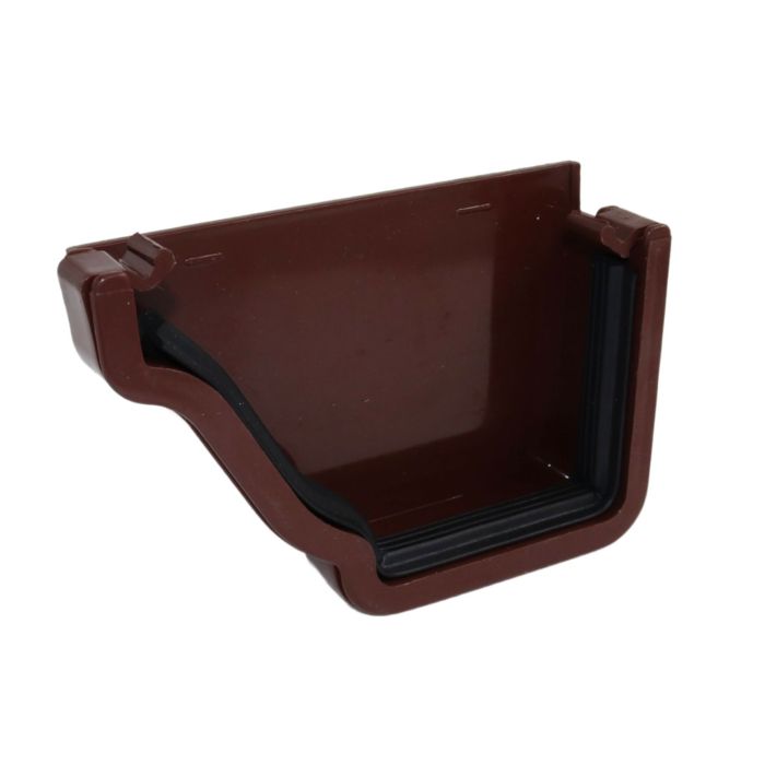 Brown Ogee Guttering External Left Hand Stop-end - 135mm