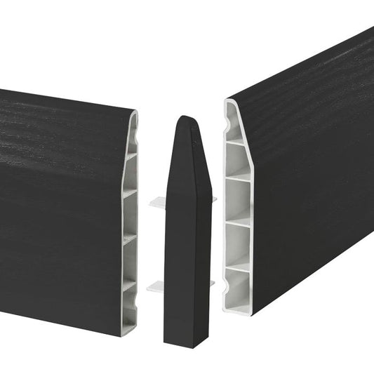 Anthracite Grey Skirting Board Chamfered External Corners Pack of 2 - 150mm