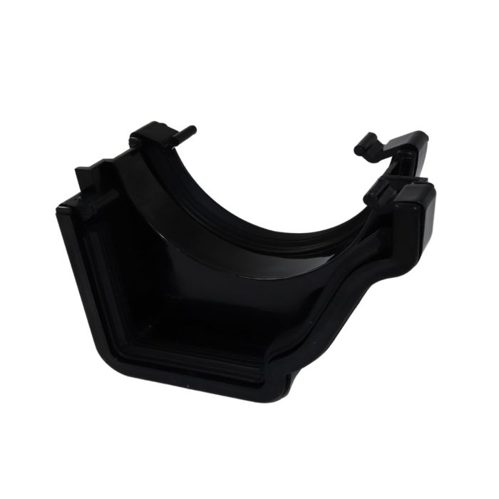 Black Ogee Guttering Round Gutter Adaptor Right Hand - 135mm