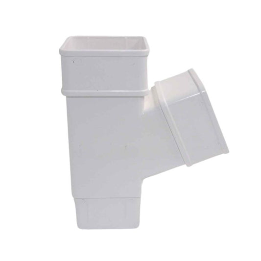 White Square Guttering 112.5° Branch - 114mm