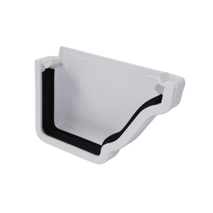 White Ogee Guttering External Right Hand Stop-end - 135mm
