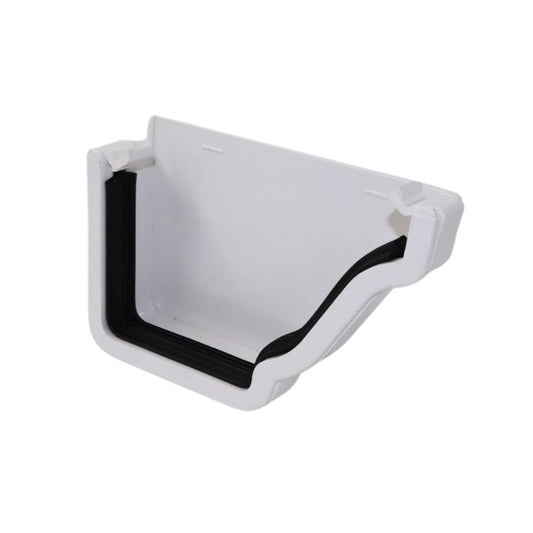 White Ogee Guttering External Right Hand Stop-end - 135mm