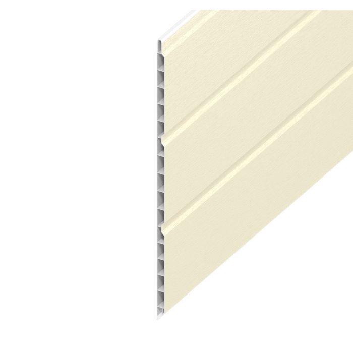 Cream White Woodgrain Hollow Soffit Board - Length 5m x Width 300mm