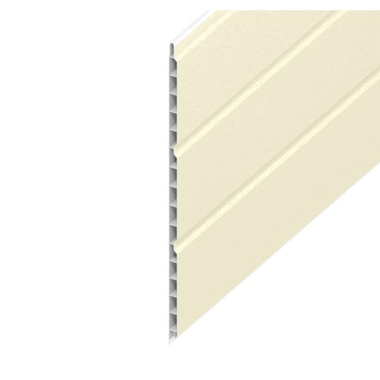 Cream White Woodgrain Hollow Soffit Board - Length 5m x Width 300mm