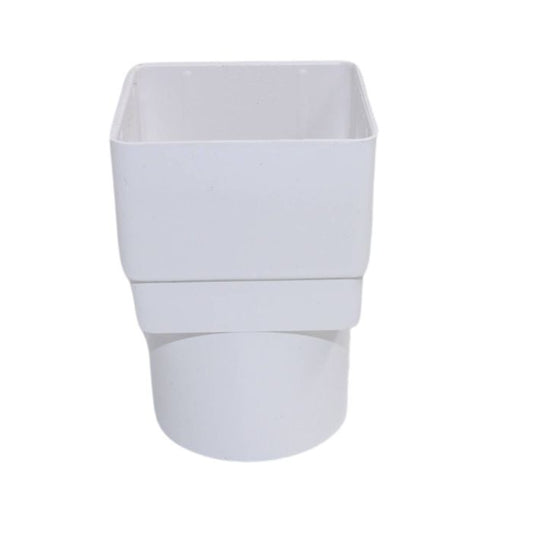 White Square To Round Downpipe Adaptor - 114mm