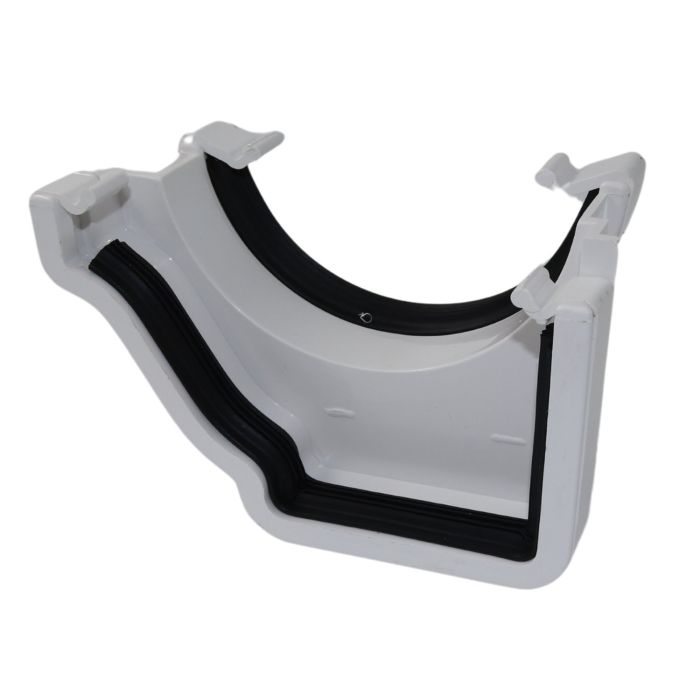 White Ogee Guttering Round Gutter Adaptor Left Hand - 135mm