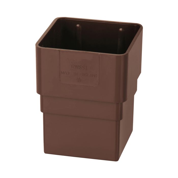 Brown Square Guttering Downpipe Socket - 114mm
