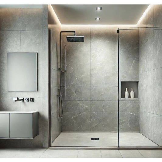 Storm Grey Marble 10mm Bathroom Cladding Panel - 2.4m x 1m