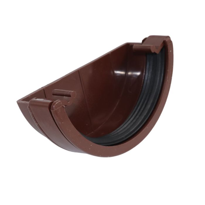 Brown Half Round Guttering External Stop-end - 112mm