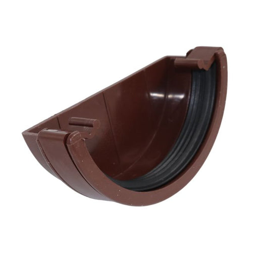 Brown Half Round Guttering External Stop-end - 112mm