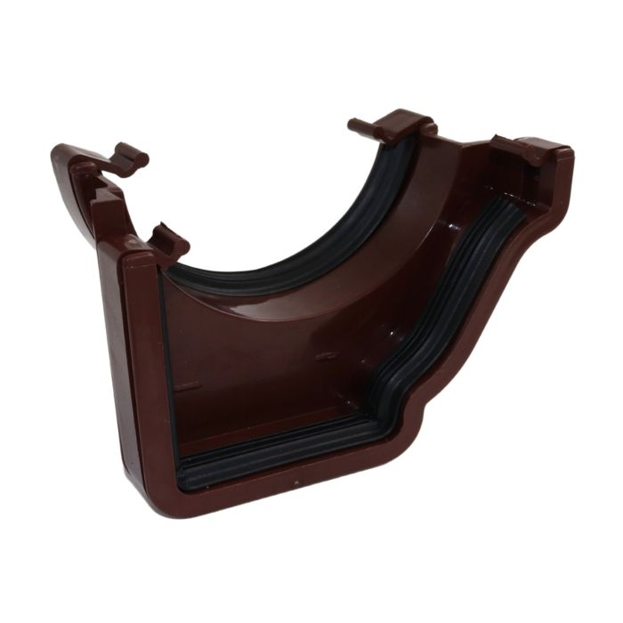 Brown Ogee Guttering Round Gutter Adaptor Right Hand - 135mm