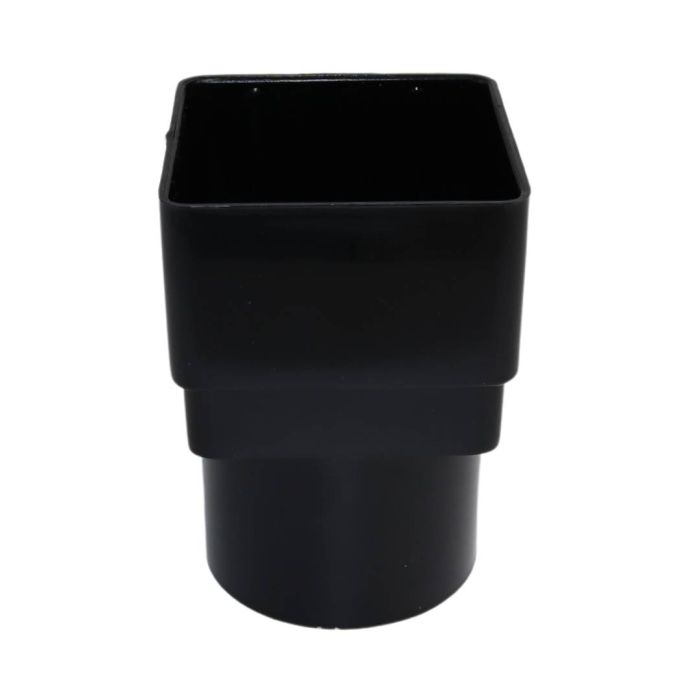 Black Square To Round Downpipe Adaptor - 114mm