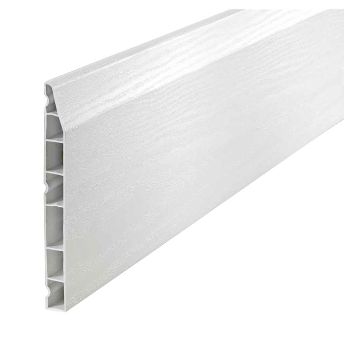 White Chamfered Woodgrain Roomline Skirting Board - Length 5m x Width 150mm