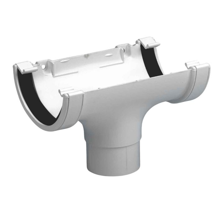 White Half Round Guttering Running Outlet - 112mm