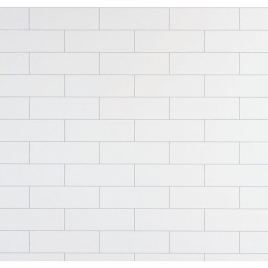 Guardian White London Grout Line Tile 10mm PVC Decor Cladding Panel - 2.4m x 1m