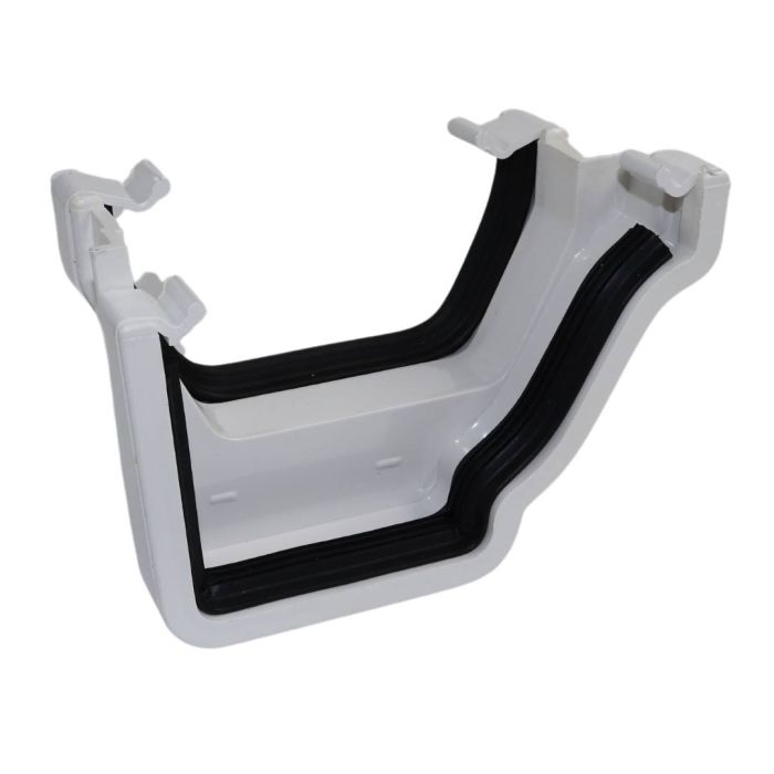 White Ogee Guttering Square Gutter Adaptor Right Hand - 135mm