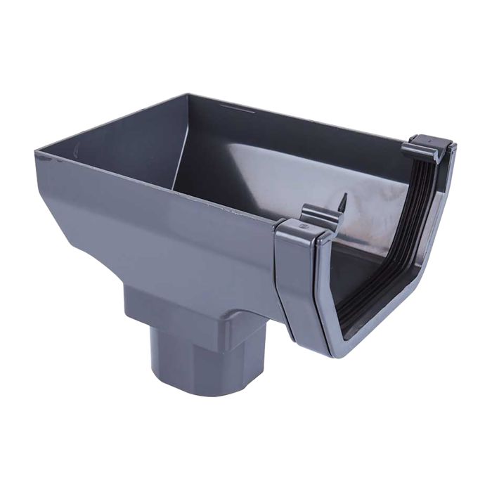 Anthracite Grey Square Guttering Stop-end Outlet - 114mm