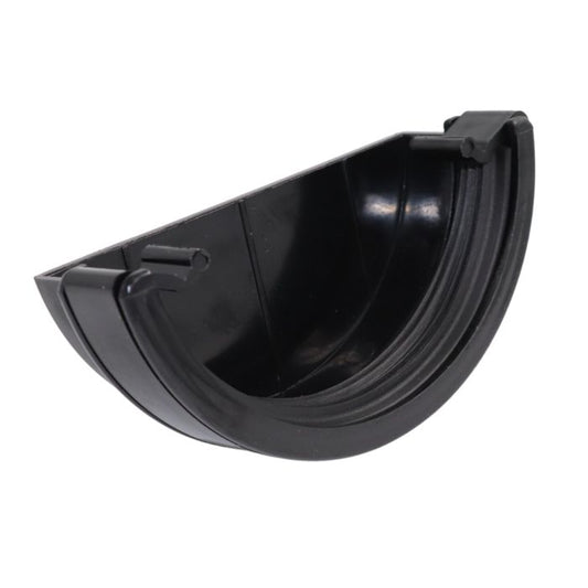Black Half Round Guttering External Stop-end - 112mm