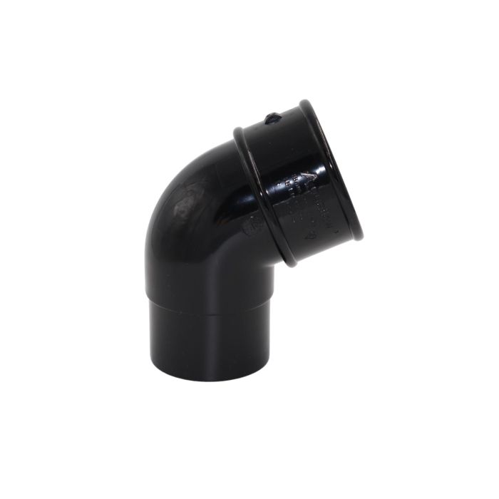 Black Round Guttering 112.5° Downpipe Offset Bend - 112mm