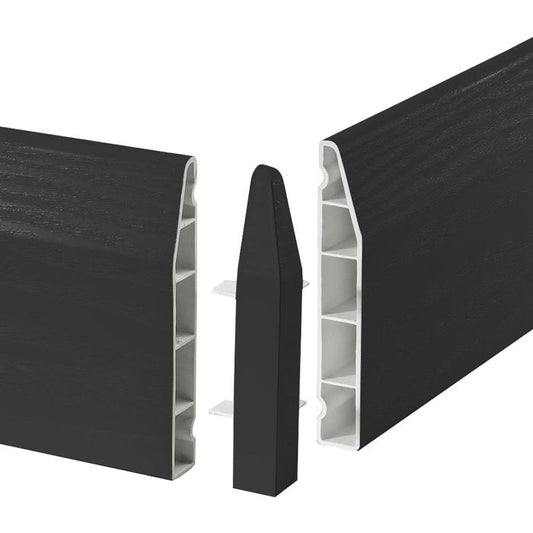 Anthracite Grey Skirting Board Chamfered External Corners Pack of 2 - 100mm