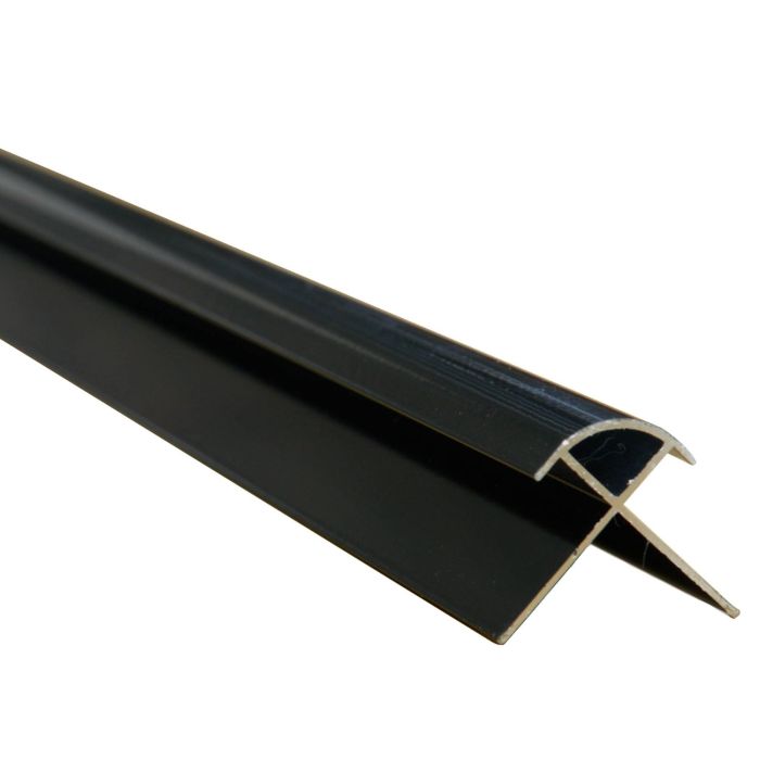 Black Powder Coated Aluminium External Corner Trim for 11mm Panel - 2.42m Length