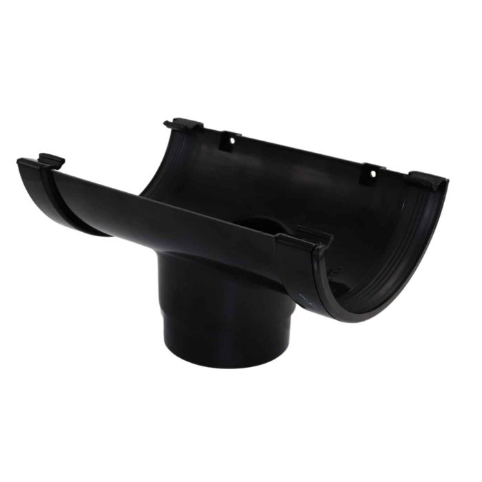 Black Commercial Guttering Running Outlet - 170mm