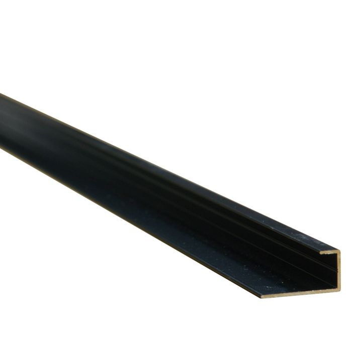 Black Powder Coated Aluminium End Cap Trim for 11mm Panel - 2.42m Length