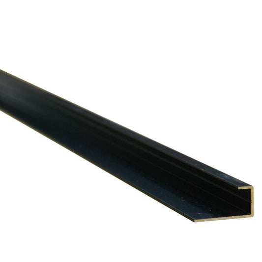 Black Powder Coated Aluminium End Cap Trim for 11mm Panel - 2.42m Length