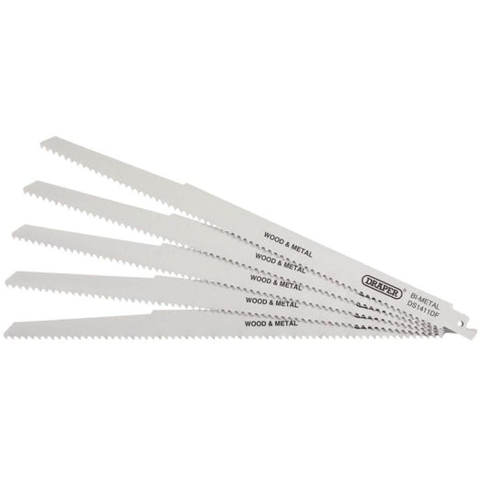 Draper Bi-metal 300mm Reciprocating Saw Blades Multi Purpose Cutting 6tpi - 5 Pack