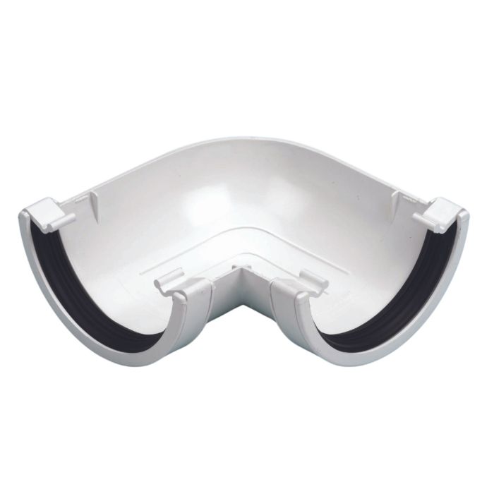 White Half Round Guttering 90° Angle - 112mm