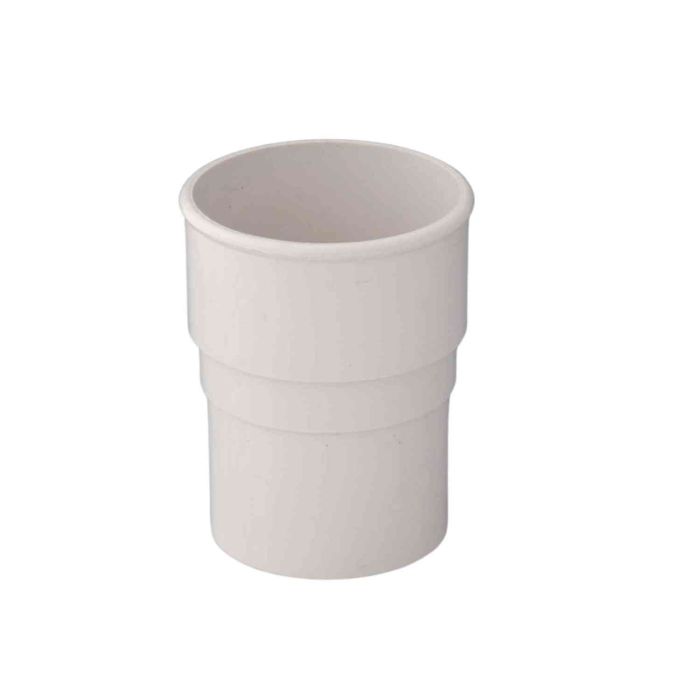 White Round Guttering Downpipe Socket - 112mm