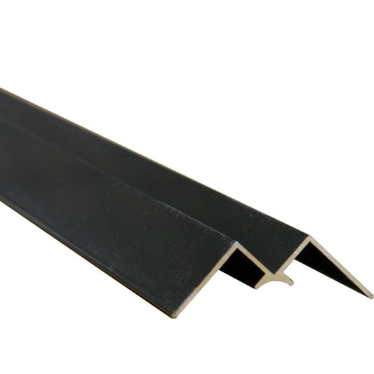 Black Powder Coated Aluminium Internal Corner Trim for 11mm Panel - 2.42m Length