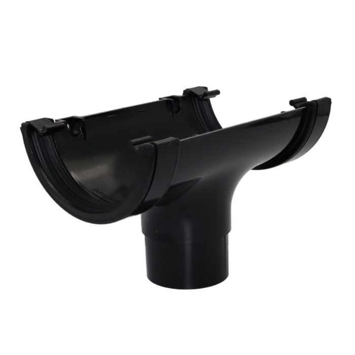 Black Half Round Guttering Running Outlet - 112mm