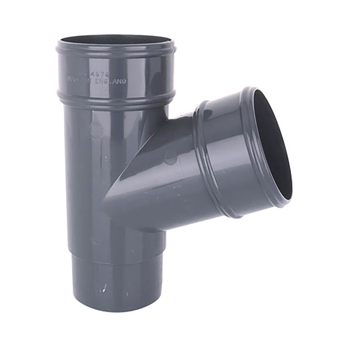 Anthracite Grey Round Guttering 112.5° Downpipe Branch - 112mm
