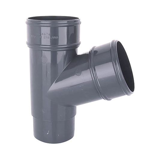Anthracite Grey Round Guttering 112.5° Downpipe Branch - 112mm