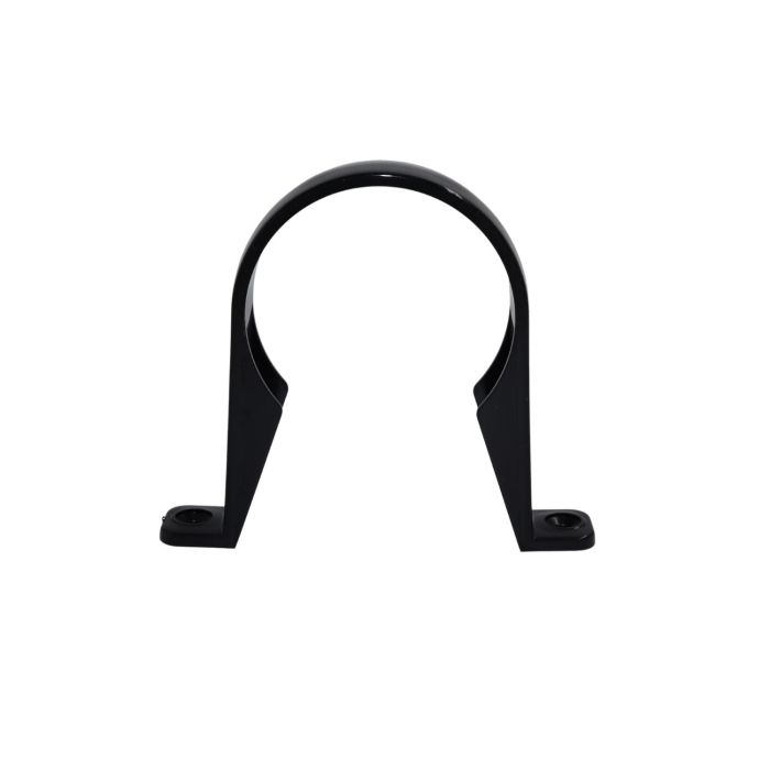 Black Round Guttering Downpipe Clip - 112mm