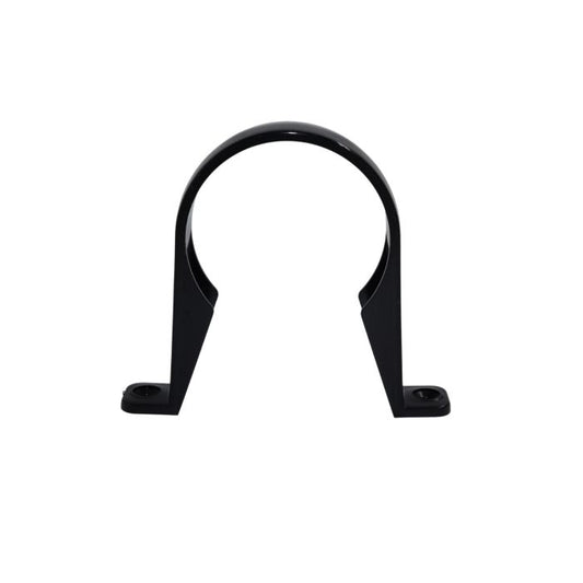 Black Round Guttering Downpipe Clip - 112mm