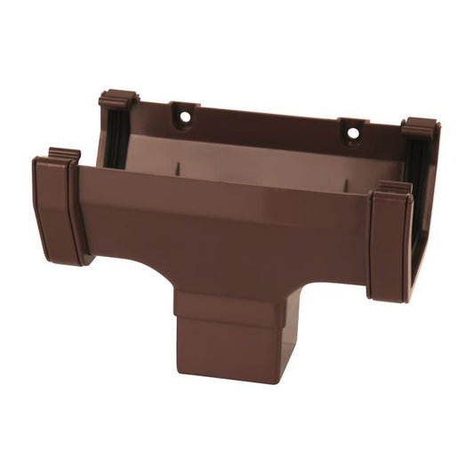 Brown Square Guttering Running Outlet - 114mm
