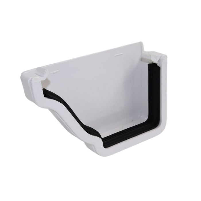 White Ogee Guttering External Left Hand Stop-end - 135mm