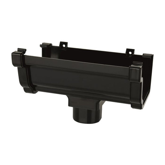 Black Ogee Guttering Running Outlet - 135mm
