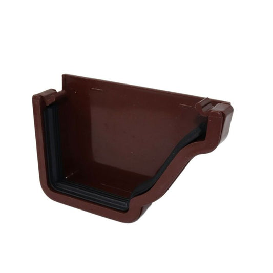 Brown Ogee Guttering External Right Hand Stop-end - 135mm
