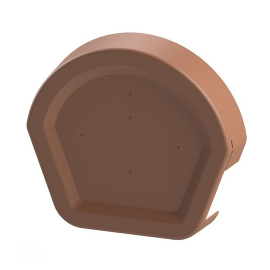 Terracotta Euroverge Universal Dry Verge Half Round Ridge Cap - Length 245mm x Width 270mm