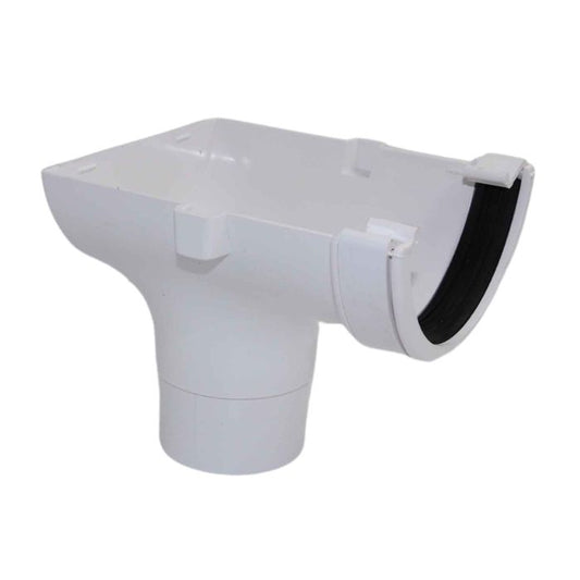 White Half Round Guttering Stop-end Outlet - 112mm